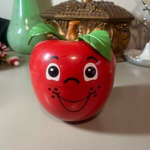 Vintage 1972 Fisher-Price Happy Apple Roly Poly Baby Toy Chime Works
